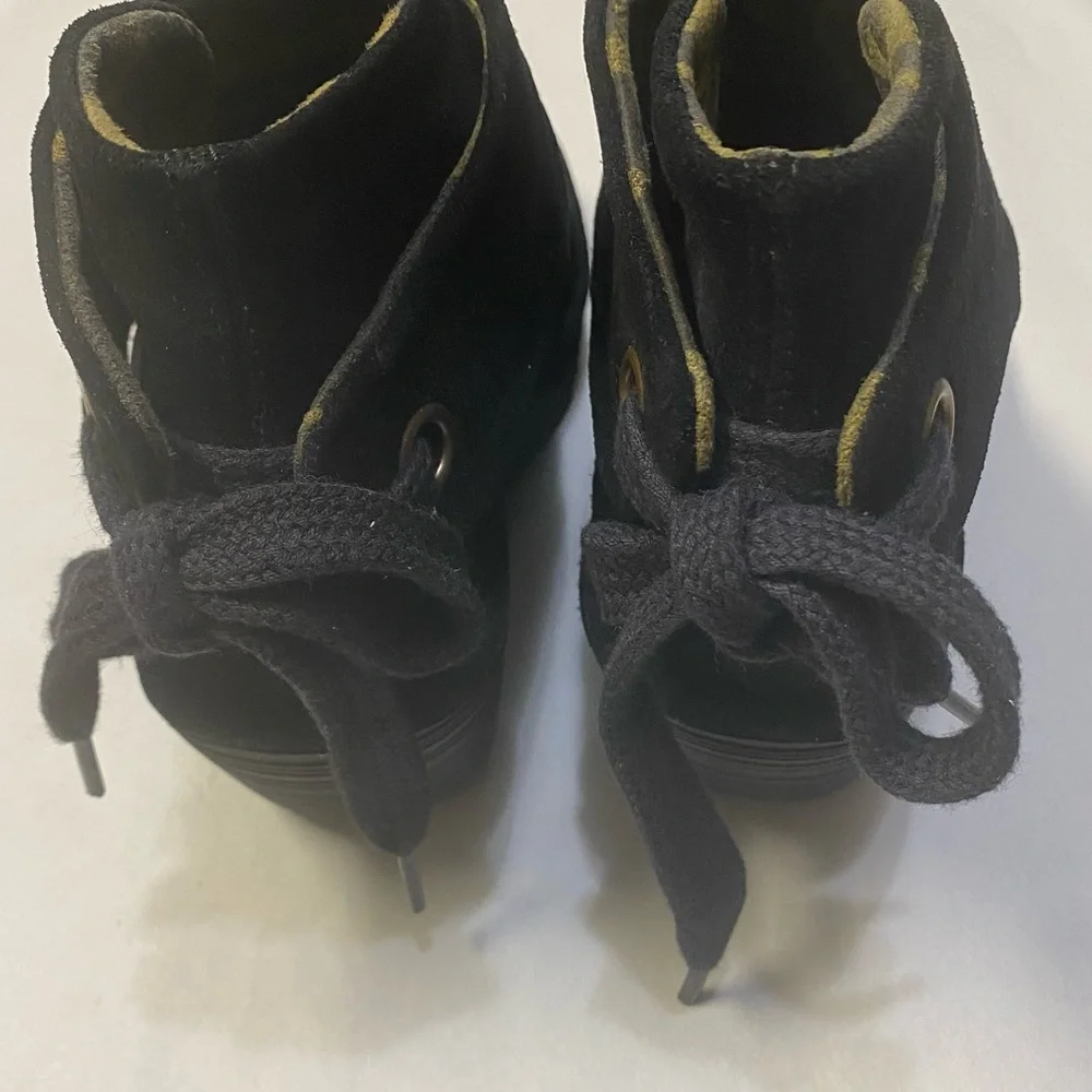Fly London Women’s Yebi Wedge Ankle Boots Size US 6-6.5 Black Suede Round Toe